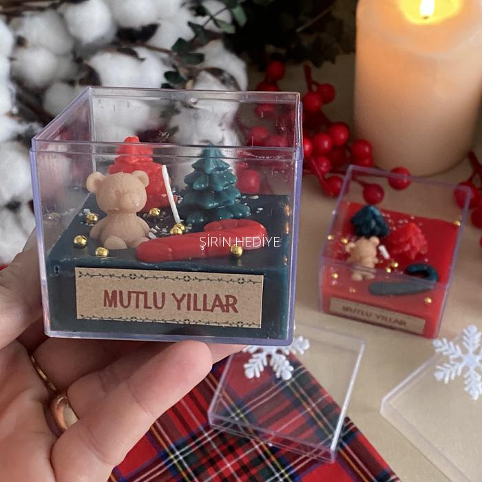 Yılbaşı Özel Büyük Mika Kutuda Tasarım Mum