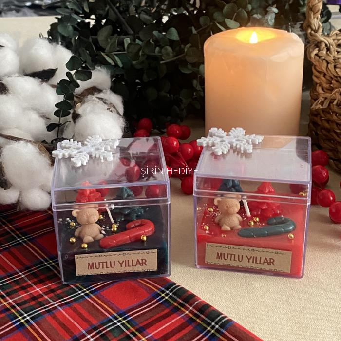 Yılbaşı Özel Büyük Mika Kutuda Tasarım Mum