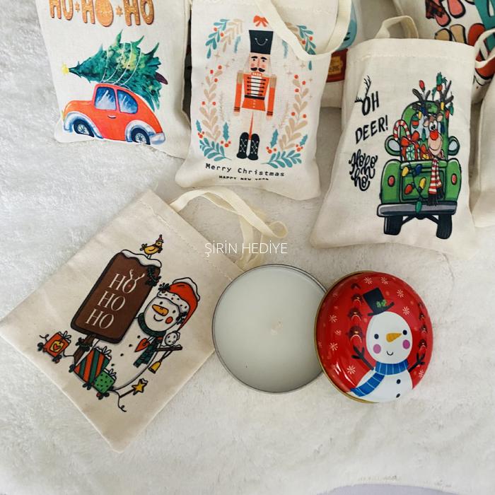Yılbaşı Temalı Çanta ve Figürlü Teneke Mum Set Hediyesi