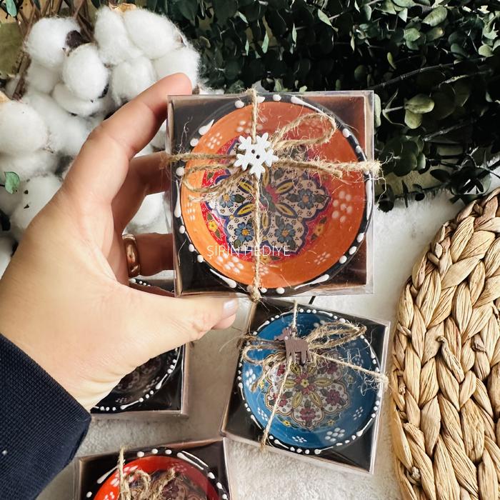 Yılbaşı Temalı El Yapımı Seramik Çini Kase