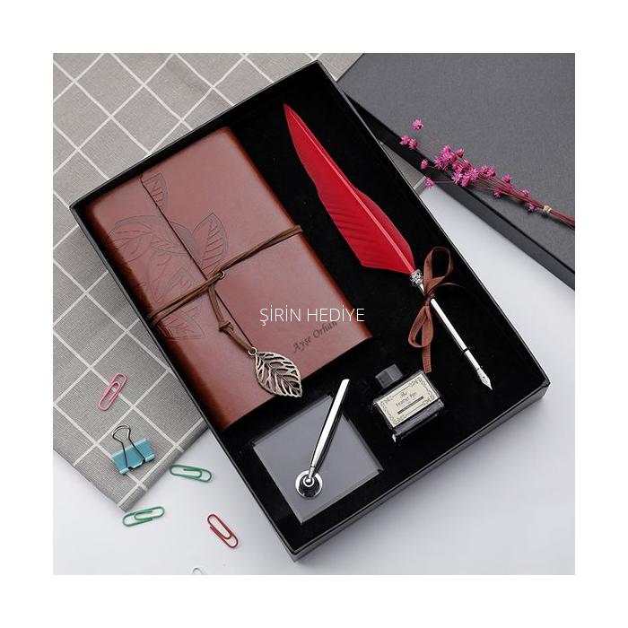 Isme Ozel Hatira Defteri Masa Ustu Tuylu Divit Kalem Murekkep Seti Kahverengi 134 75 Tl Kdv